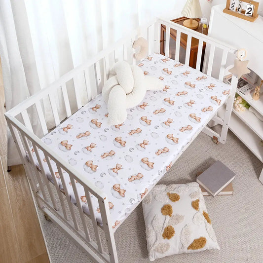Elinfant 100% Polyester Crib Fitted Sheet, Luxurious Mattress Cover for Home & Travel,Nursery Bedding Set ,Crib Essentials from PriceLows™