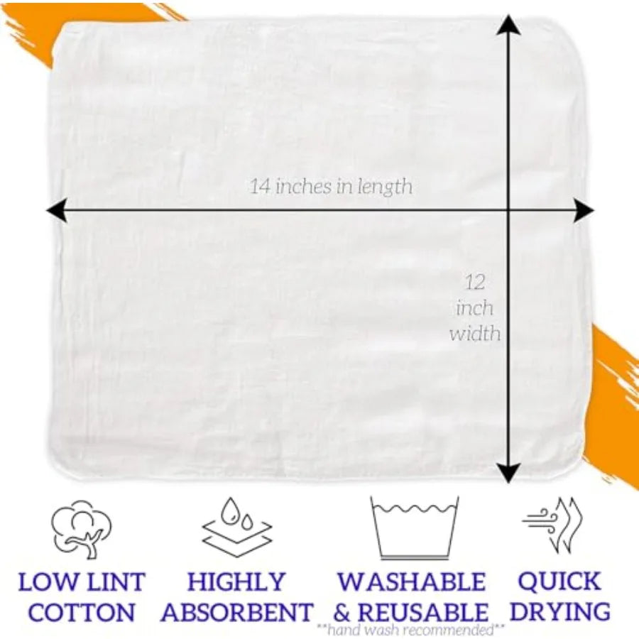 Shop Towels | Cotton Cleaning Cloths | 14 Inch | Bulk Pack 100