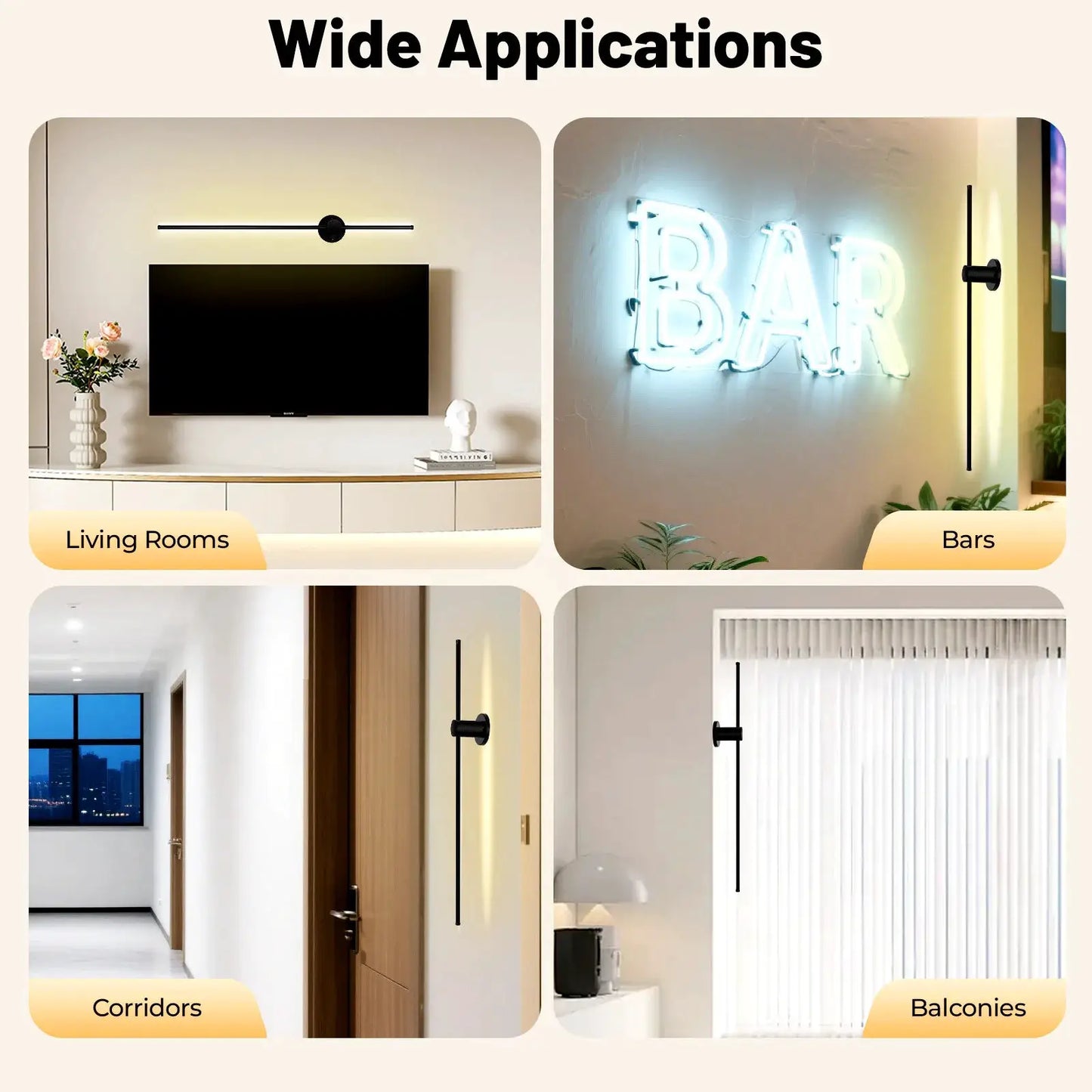 LED Wall Light, 20W Modern Linear Wall Lamp with Acrylic Shade, 3000K Warm Light for Living Room Bedroom Indoor Outdoor from PriceLows™