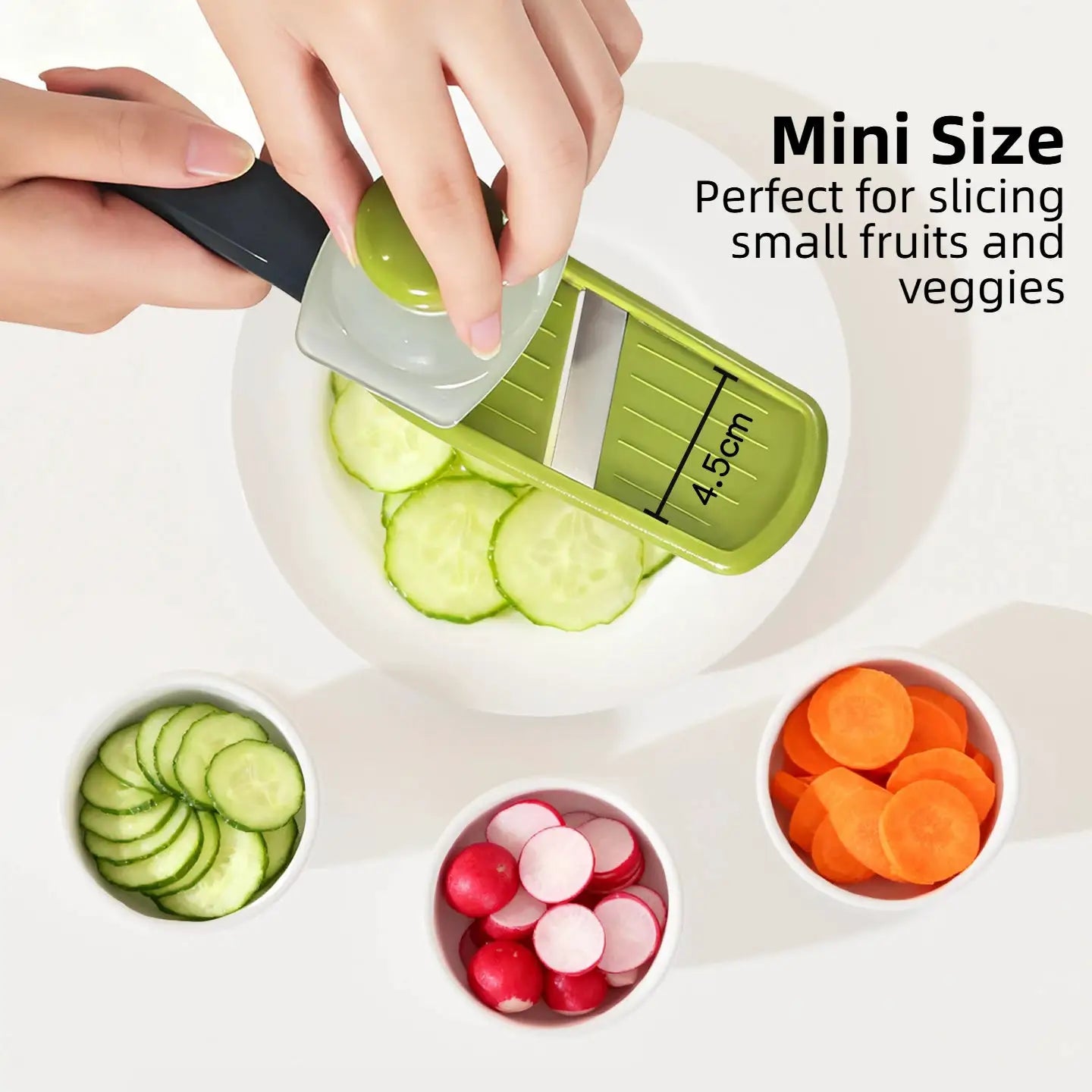 Mini Mandoline Slicer | Stainless Steel Blade | Safety Guard