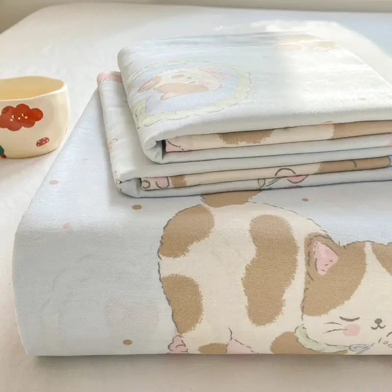 All Season Comfort 100% Cotton Flat Sheet , Soft Breathable Cute Cartoon Print Top Sheet, Wrinkle Resistant Fade Resistant from PriceLows™
