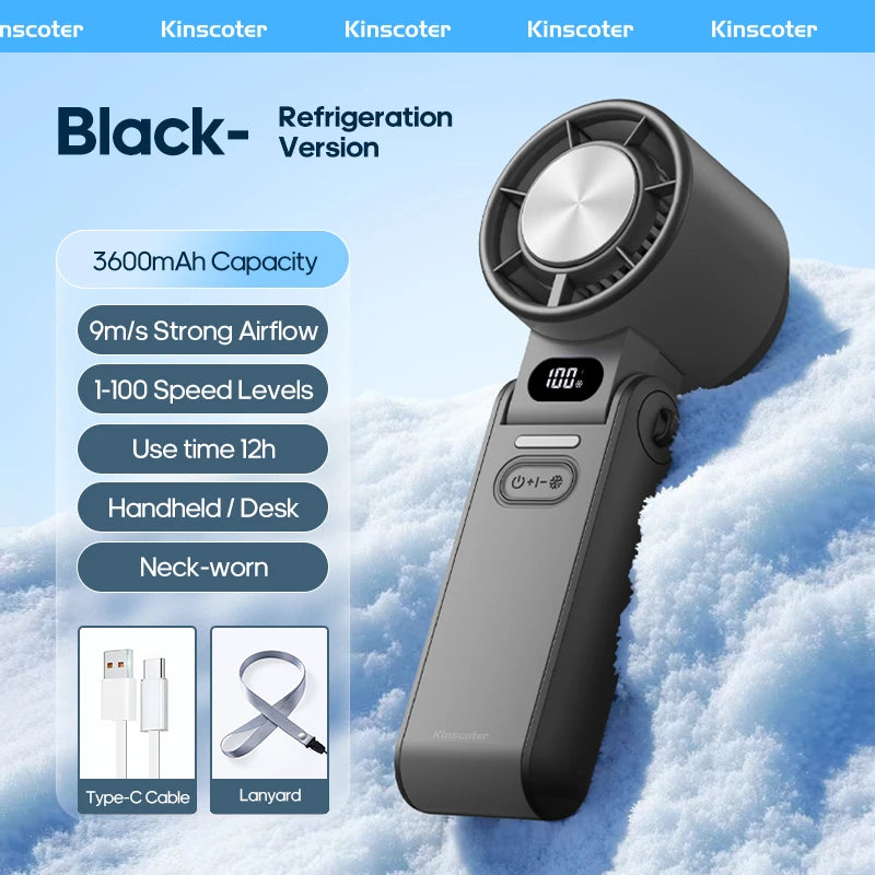 Handheld Fan | 3600mAh Battery | Foldable Portable | 100 Speed Levels
