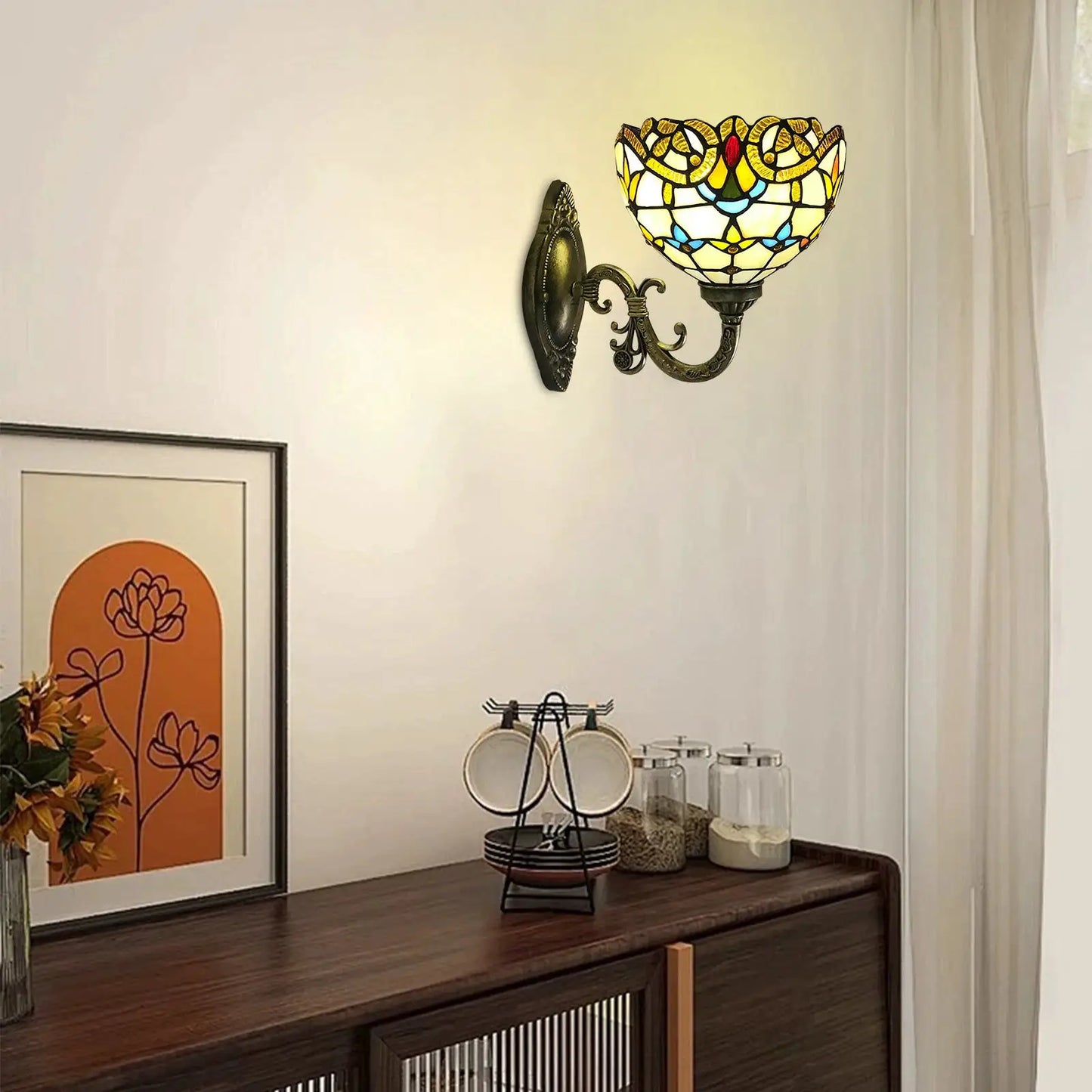 Tiffany Wall Lamp Wall Light Indoor Vintage Wall Lamp Vintage Lamp Retro Handmade Dome Lamp for Living Room Staircase Bedroom from PriceLows™