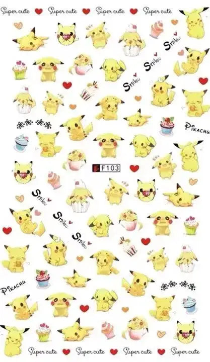1PCS Cartoon Kawaii Pokémon Nail Stickers 3D Sanrio Hello Kitty Stickers For Nails Nails Accesories Anime Kuromi Nail Supplies from PriceLows™