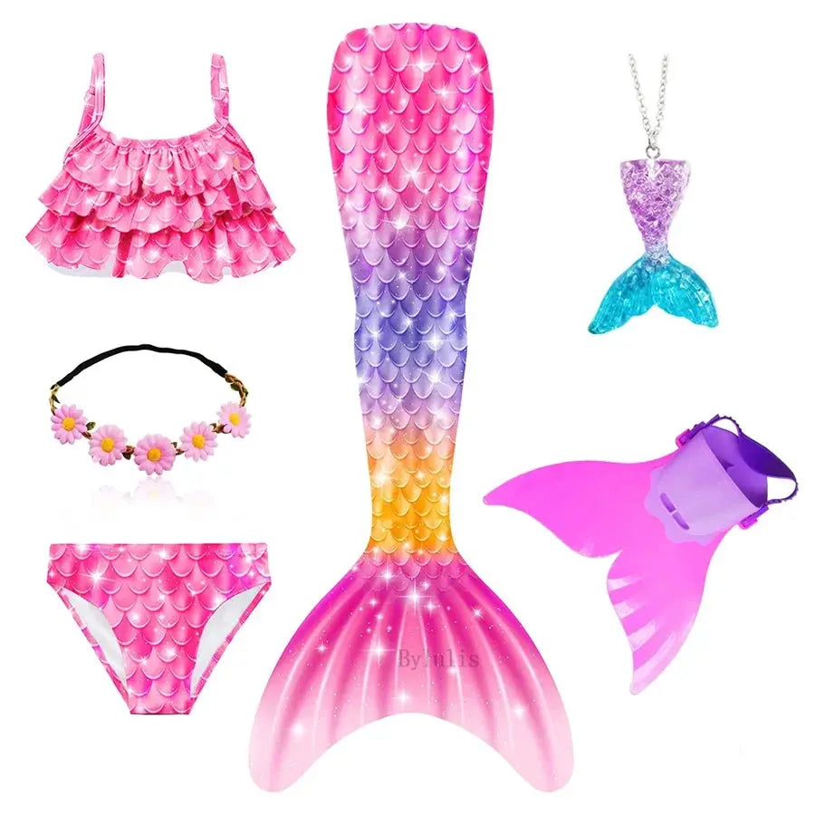 Girls Swimming Mermaid Tail Mermaid Costume Dress Cosplay Christmas Birthday Gift Swimsuit Can Add Monofin Fin Halloween Costume from PriceLows™