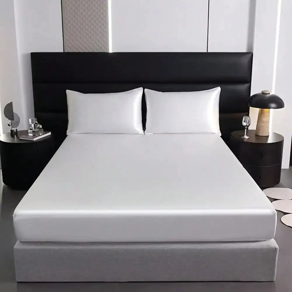 Satin Fitted Sheet | Solid Silky Texture | Pillowcase Set | Single Size