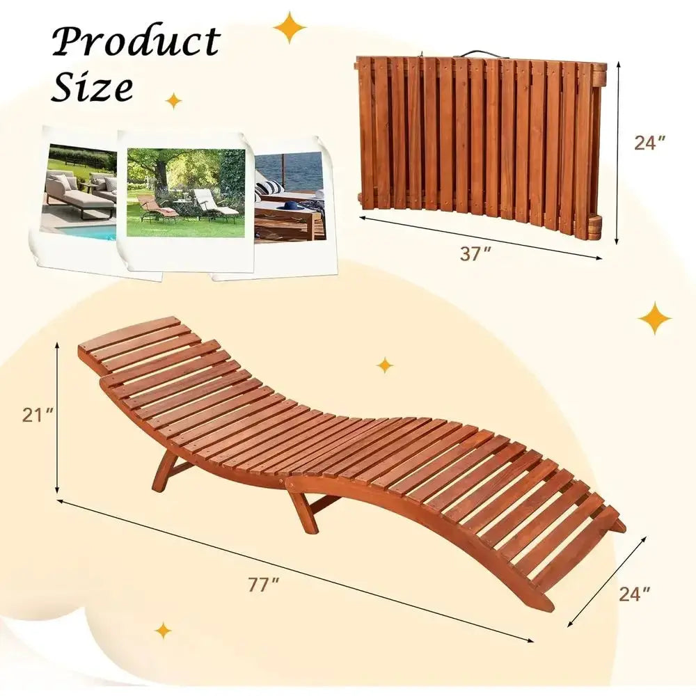 2-Piece Outdoor Acacia Wood Chaise Lounge Set with Side Handle for Sunbathing and Relaxation from PriceLows™