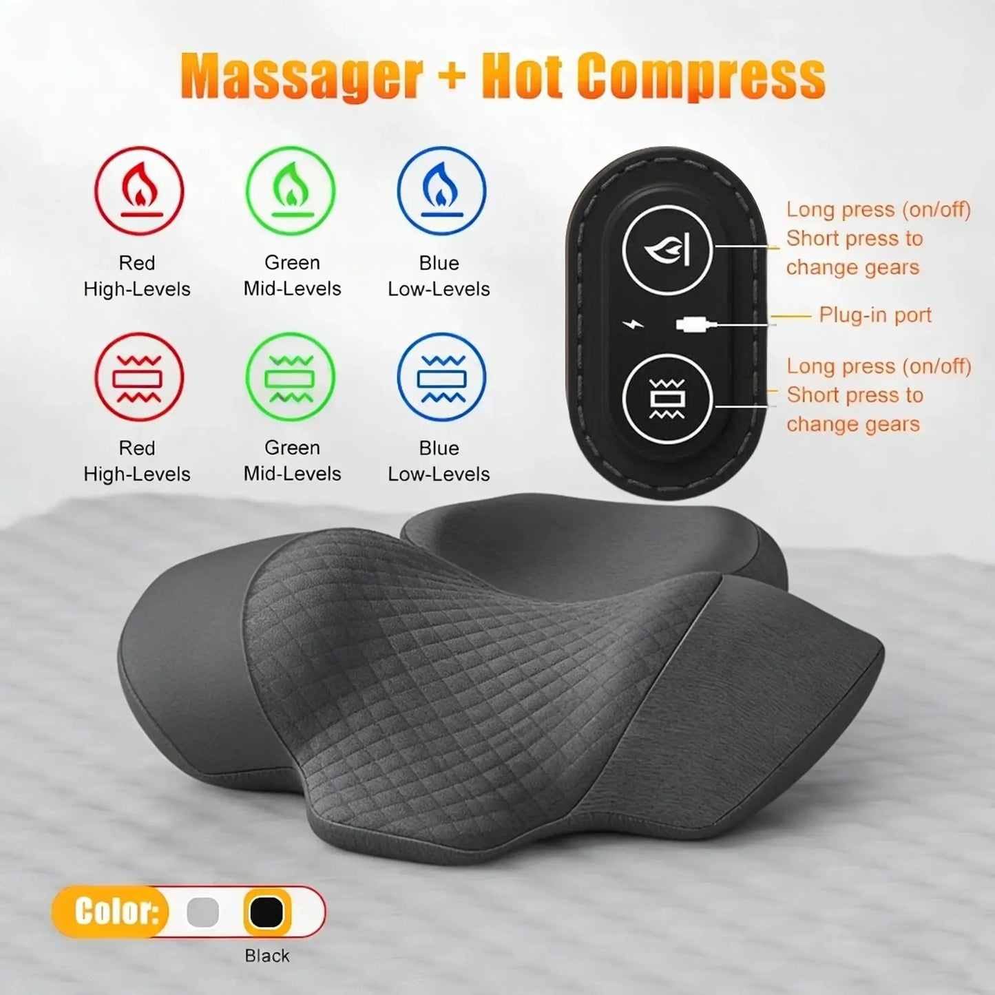 Neck Massager Pillow | Cervical Stretcher | Heating Vibration | One Size