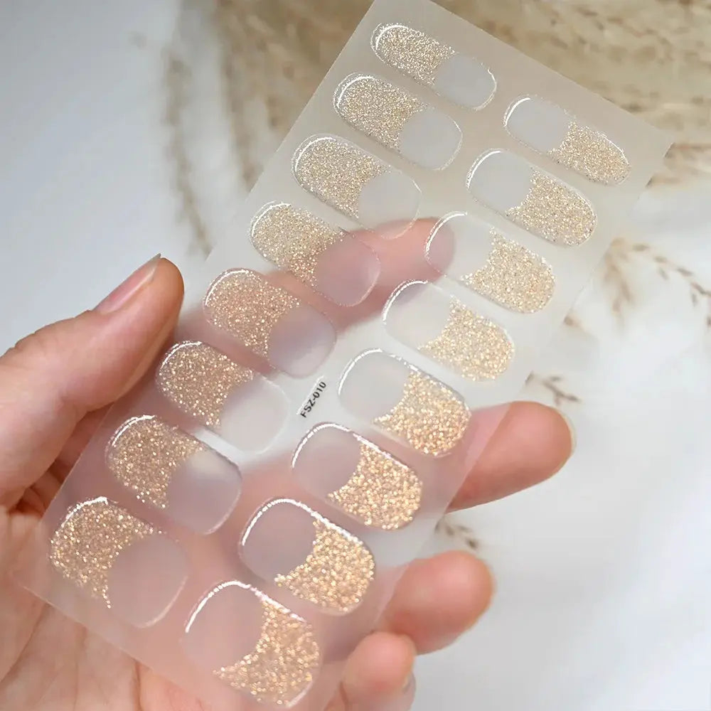 Semi Cured Wraps Fast Gel Nail Sticker Soild Nail Gel Wraps Adhesive Full Cover Gel Nail Decal UV Lamp Cured Manicure Decoration from PriceLows™