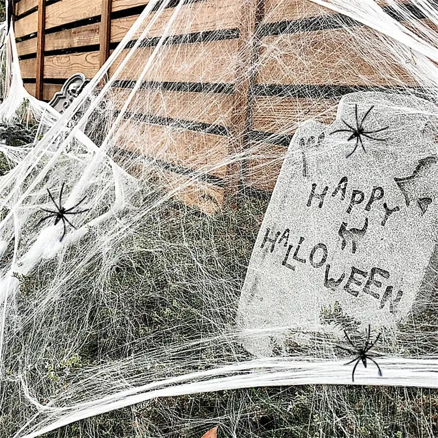 Artificial Cobweb | Stretchy Plastic | Halloween Prop | Assorted Colors