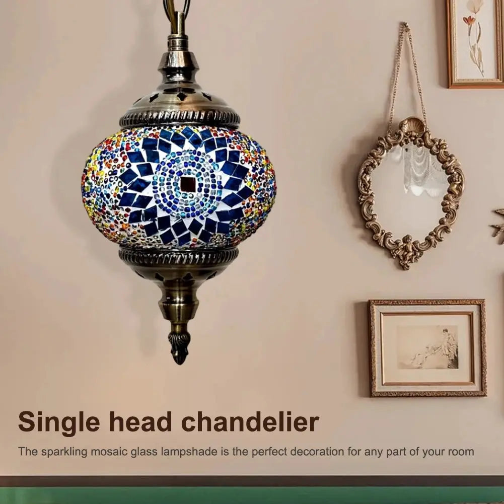Mosaic Pendant Light Turkish Moroccan Mosaic Hanging Ceiling Lamp E27 Restaurant Club Single Head Chandelier for Bar Home Hotel from PriceLows™