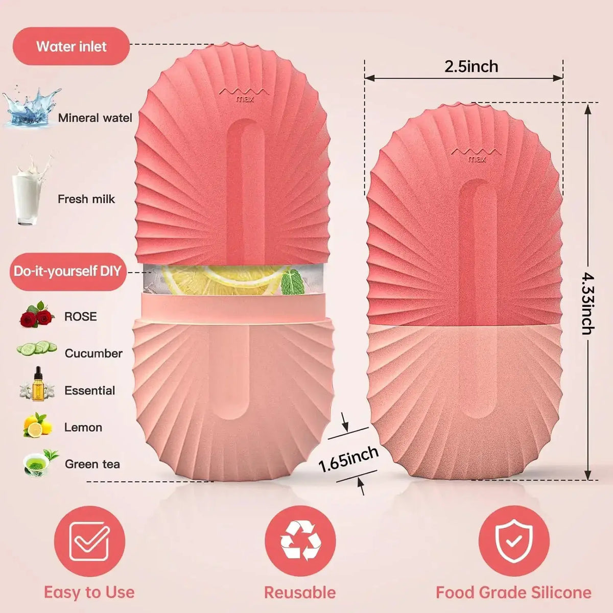 Ice Facial Roller | Flexible Rubber Core | Reusable Design