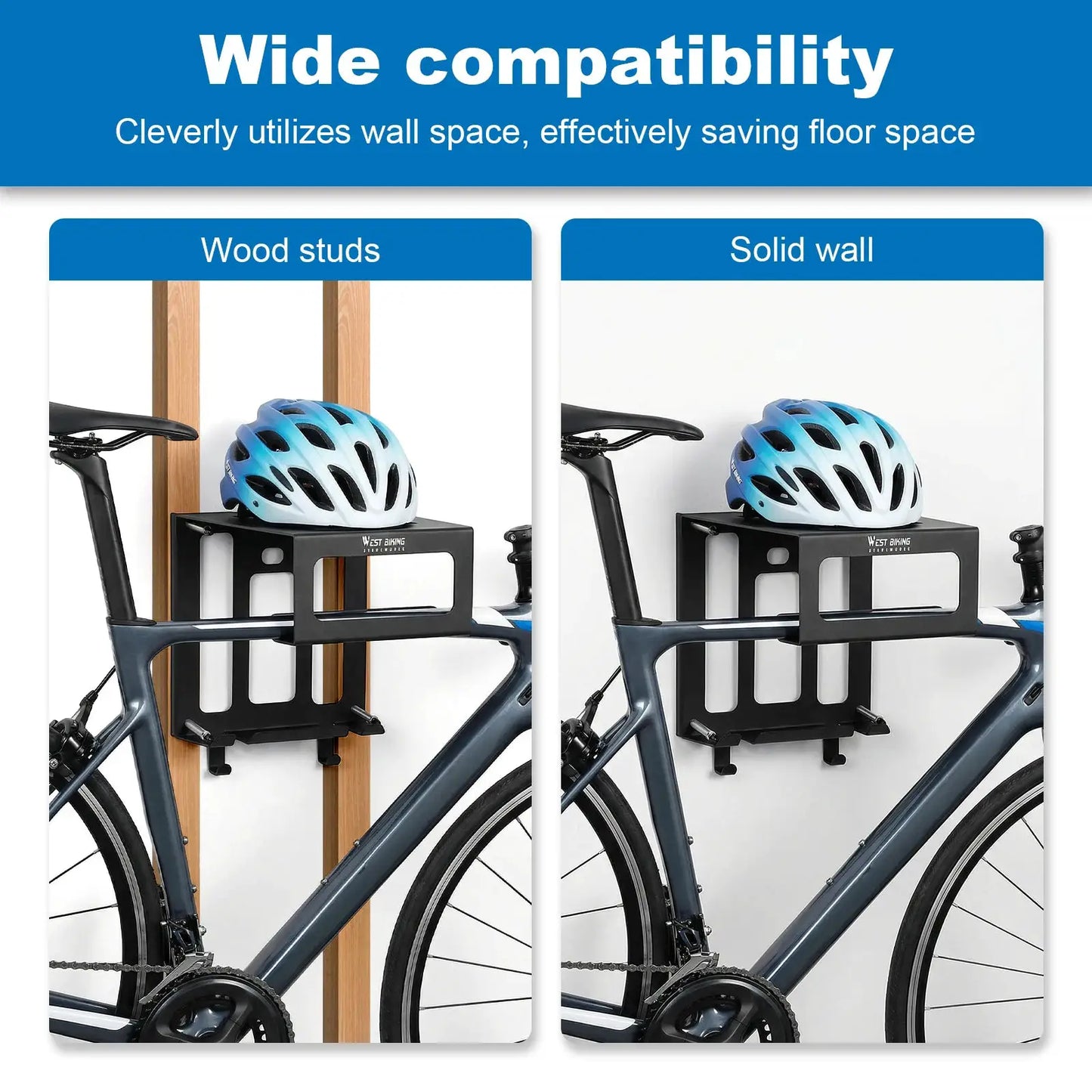 Bike Wall Mount Rack with Shelf and Hooks Space Saving Horizontal Bicycle Rack Can Hold Up To 55 Lbs for Garage Or Indoor Use from PriceLows™