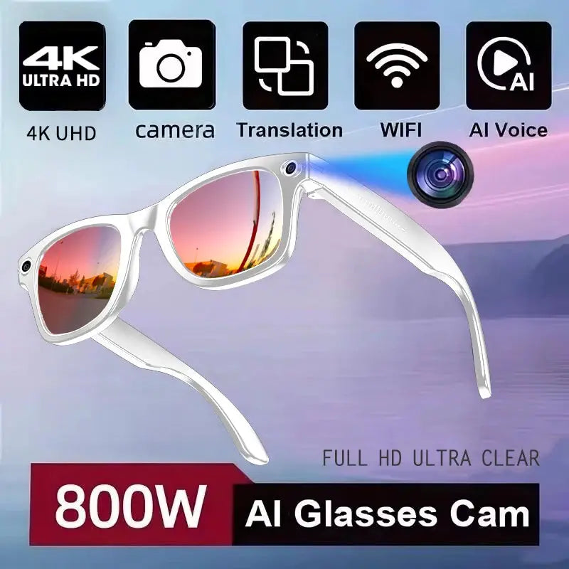 Smart Glasses | AI Translation 720P Dual Cam | Waterproof Bluetooth 5.3 | Men