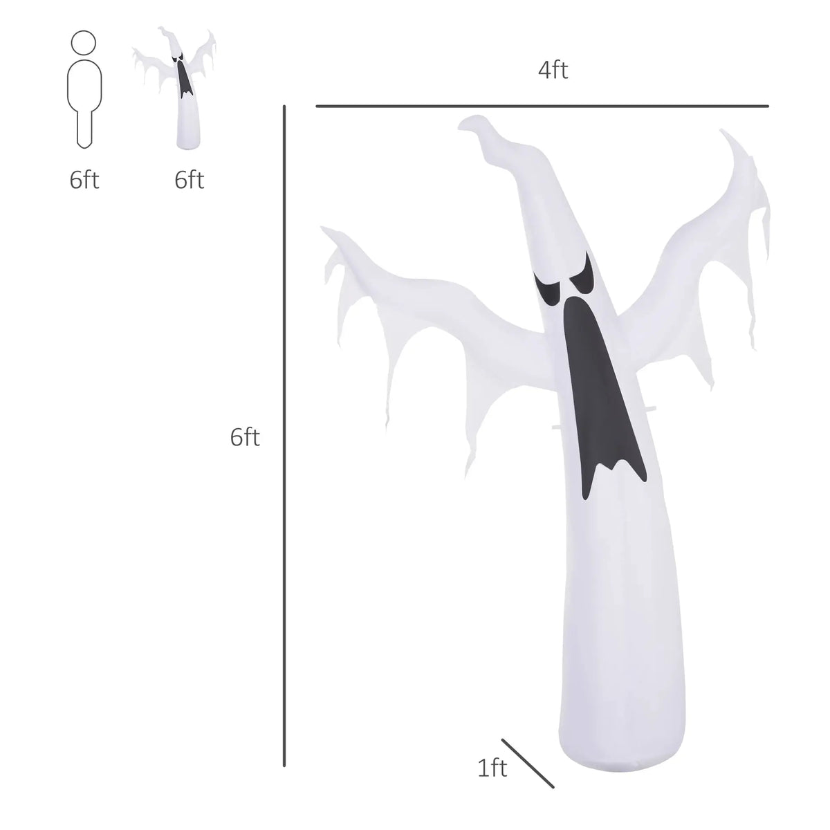 Outdoor Halloween Ghost Inflatables | 6 Foot Tall | White