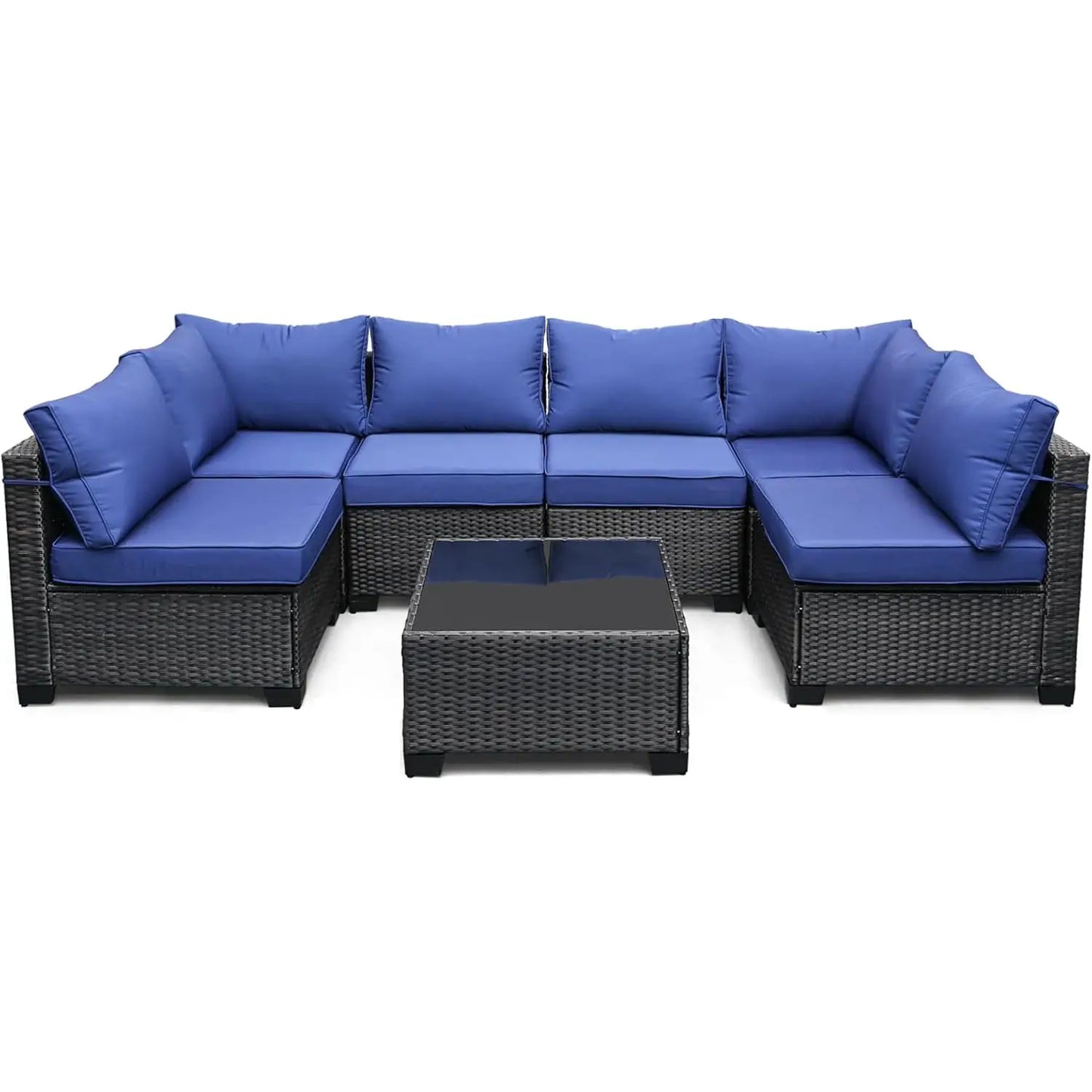 7-Piece Modular Outdoor Furniture Set, PE Rattan Wicker Sectional Modular Conversation Sofa Set, Perfect For Garden Balcony from PriceLows™