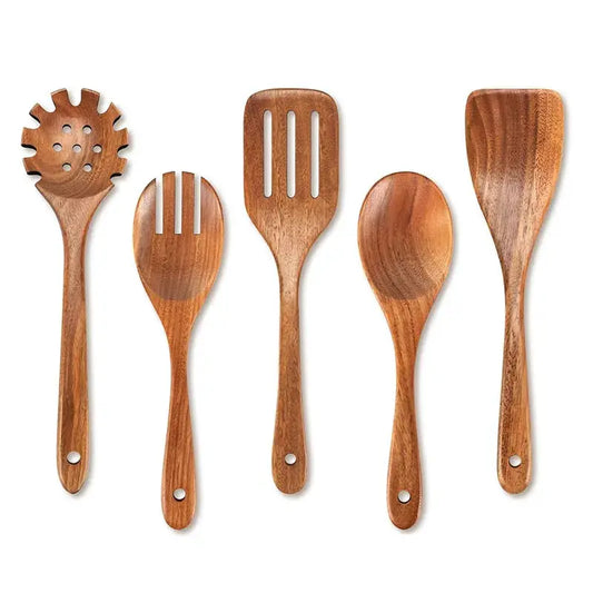 Best Wooden Spoons for Cooking Acacia Wooden Kitchen Utensils Set Smooth Non Toxic Wood Cooking Spatula Turner Serving Spoon from PriceLows™
