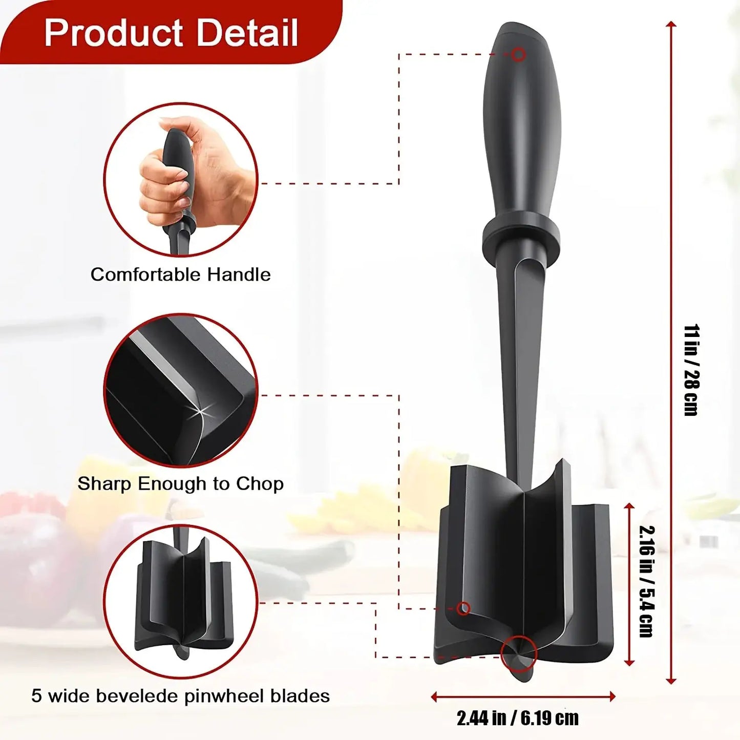 1pc Meat Chopper, Hamburger Chopper, Premium Heat Resistant Masher And Smasher For Hamburger Meat, Ground Beef, Ground Turkey from PriceLows™