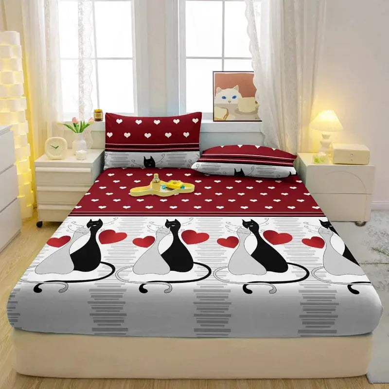 1 Cartoon Fun Animal Printed Matte Fitted Sheet, Bedroom Printed Bed Cover, Bedding (Excluding Pillowcases) from PriceLows™