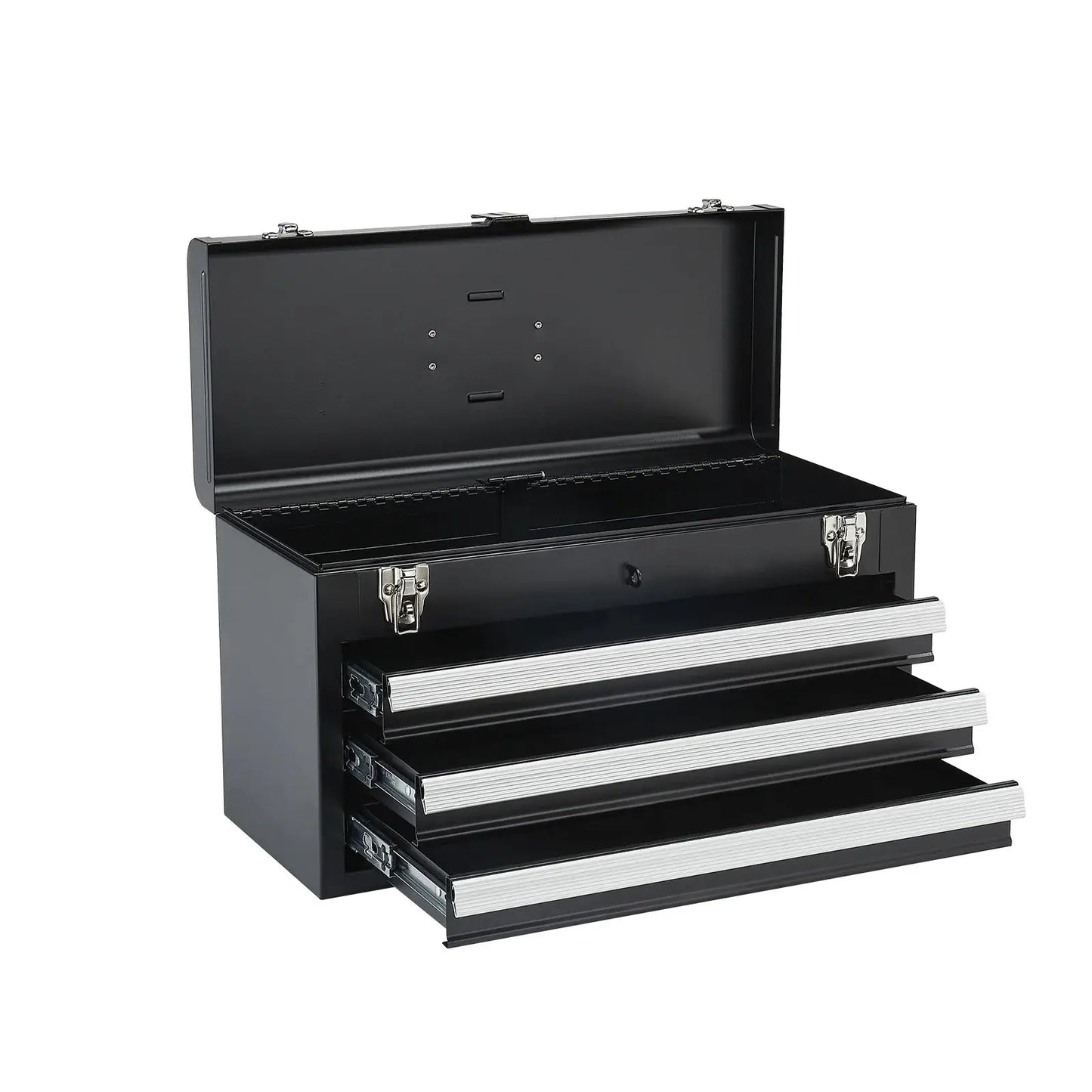 SucceBuy 20in 3-Drawer Metal Tool Box Black/Red Tool Chest with EVA Liners Multifunction Tool Organizer for Garage & Workshop from PriceLows™