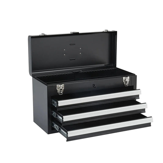 SucceBuy 20in 3-Drawer Metal Tool Box Black/Red Tool Chest with EVA Liners Multifunction Tool Organizer for Garage & Workshop from PriceLows™