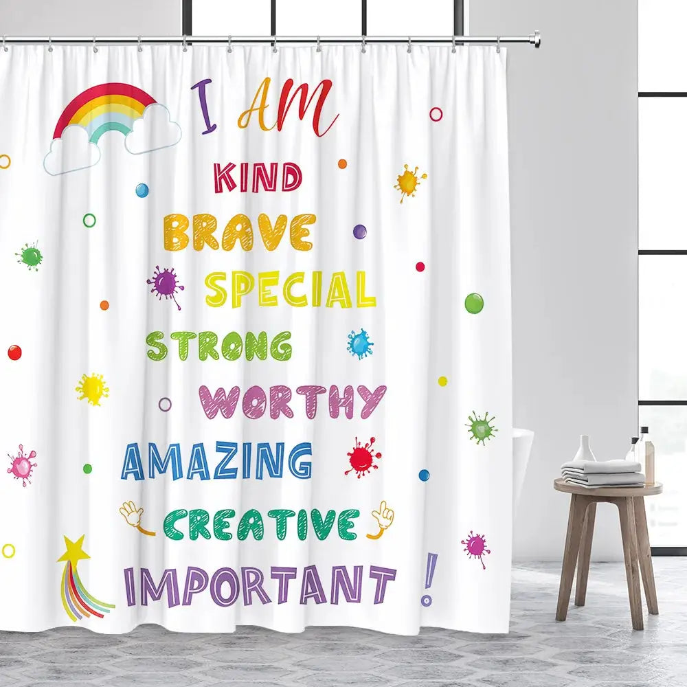 Shower Curtain Cute Cartoon Ocean Animal Print Waterproof Polyester Bath Curtain, Kids Positive Affirmation Dog Bathroom Decor w from PriceLows™