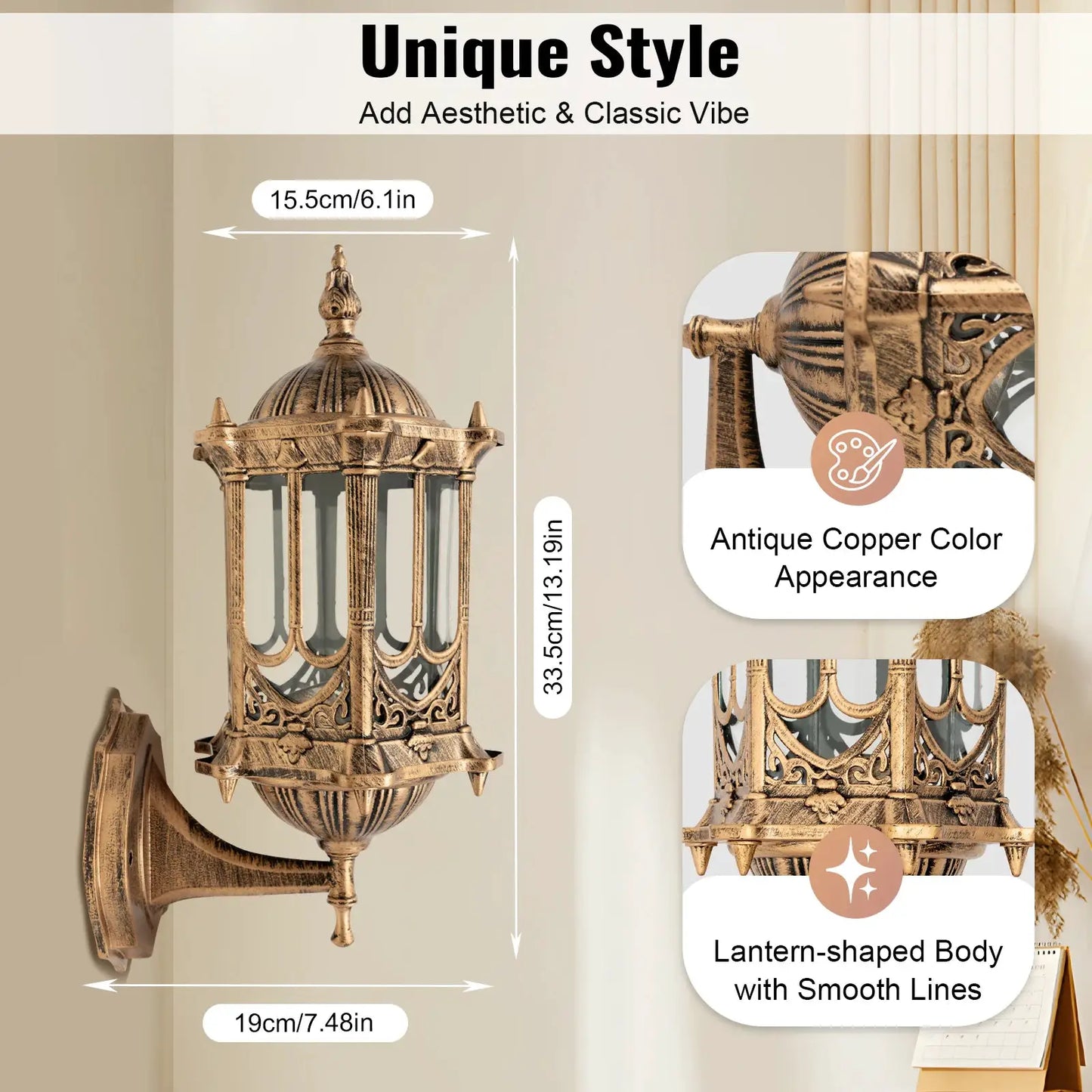 Outdoor Wall Light Fixtures Brass Exterior Wall Lantern Waterproof Sconce Porch Garden Lights E27 Wall Mount for Entryways Yards from PriceLows™