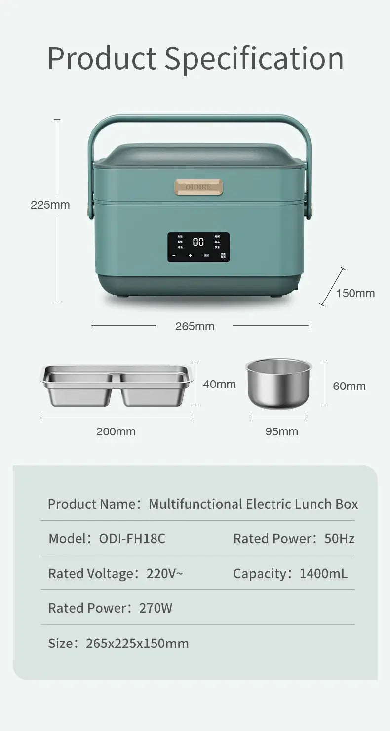 Portable Electric Lunch Boxes Charging Self Heating Car Oven Removable Container Bento Lunch Box from PriceLows™