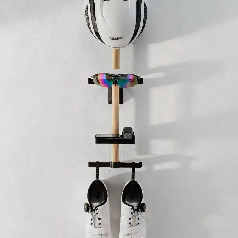 Bicycle Wall Rack 1 Set Beech Wood Mount Gear Storage Helmet Organizer for Entryway and Corridor Use from PriceLows™