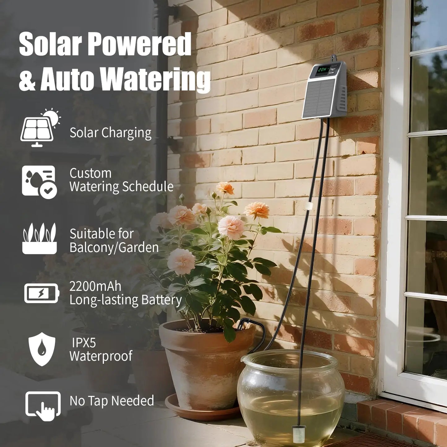 Upgraded Solar Drip Irrigation System Automatic Watering Plants Supplies for Home and Garden Balcony Greenhouse Hanging Plants from PriceLows™