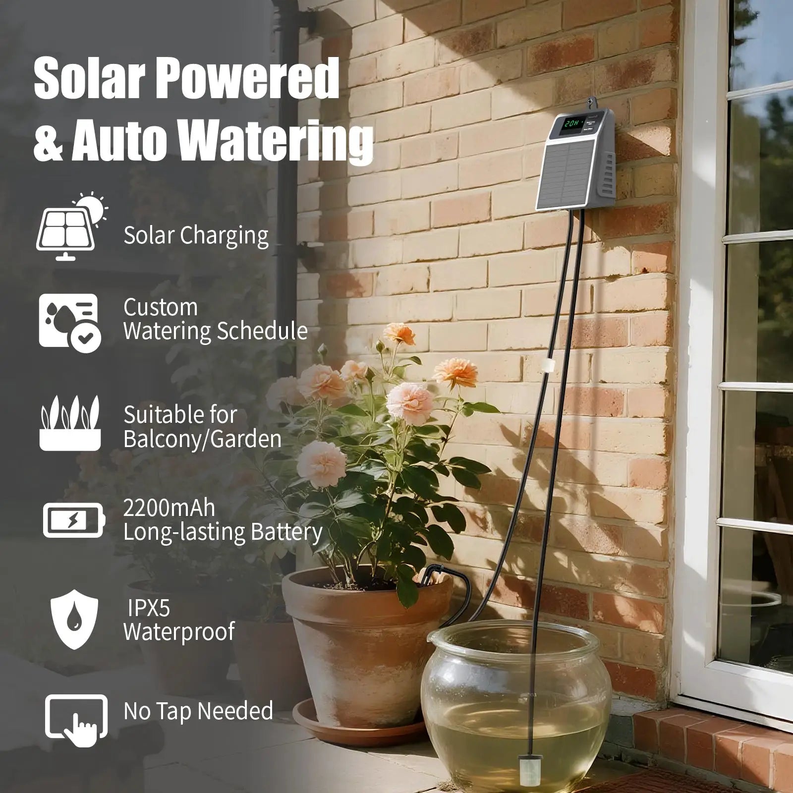 Upgraded Solar Drip Irrigation System Automatic Watering Plants Supplies for Home and Garden Balcony Greenhouse Hanging Plants from PriceLows™