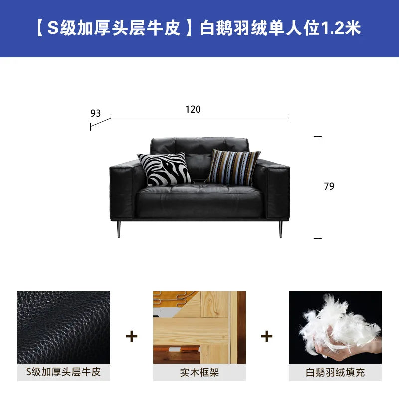 Leather Sofa | Oil Wax Finish | Top Grain Cowhide | Small Living Room
