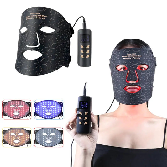 3+1 Colors LED Red Light Face Mask Devices 460nm 630nm 590nm 850 nm Led Light Infrared Beauty Mask at-Home use and Travel from PriceLows™