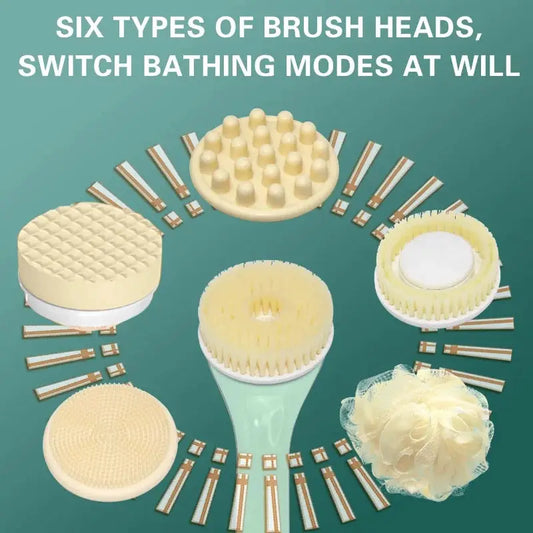 Electric Bath Brush | 3-Speed Adjustable | Back Scrubber | 6 Attachments