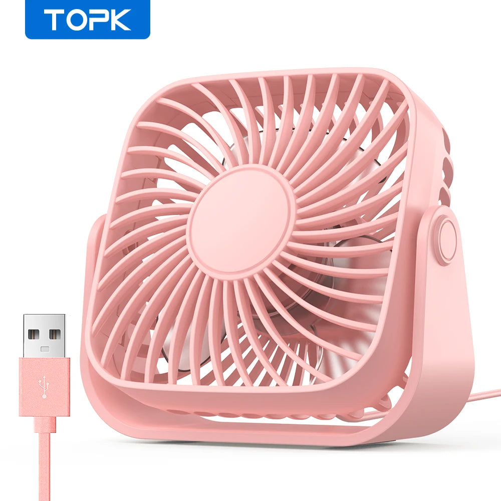 USB Mini Portable Fan | 4 Inch | 3 Speeds | 360 Degree Adjustable