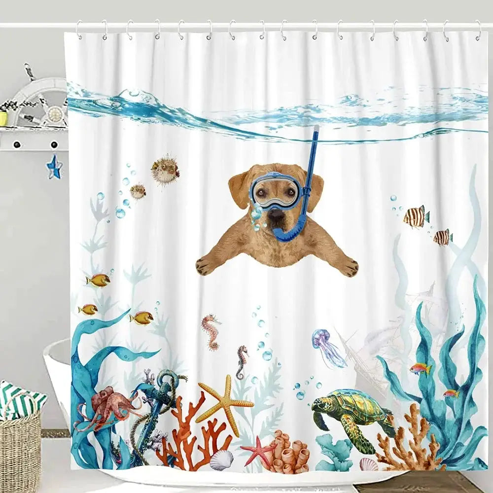 Funny Cat Shower Curtain Cool Cat Riding Shark Seagull On Ocean Sea Blue Waves Kids Creative Design Bathroom Curtain Polyester from PriceLows™