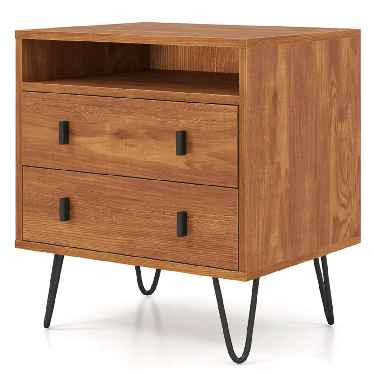 3-in-1 Bedroom Nightstand, Practical Side Table with 2 Drawers & Iron Legs from PriceLows™