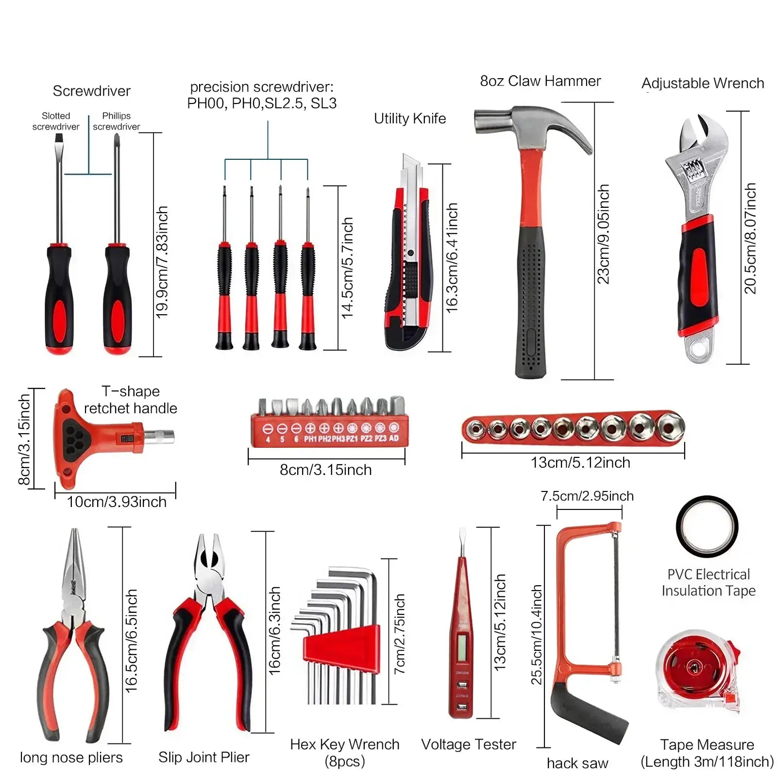 19pcs 43pcs 108pcs DIY Hand Tool Kit Set with Saw Screwdriver Hammer Tape Wrench Pliers for Home Improvement and Repair from PriceLows™