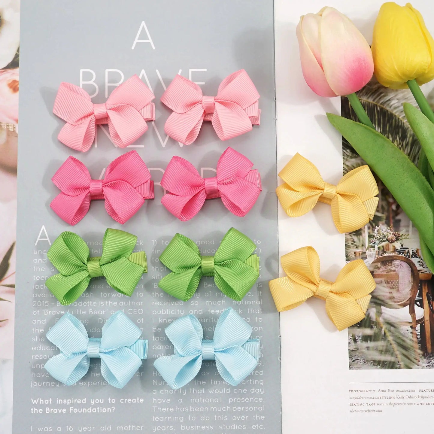 Baby Hair Bows | 2 Inch Fully Covered | 10 Piece Set | Polyester