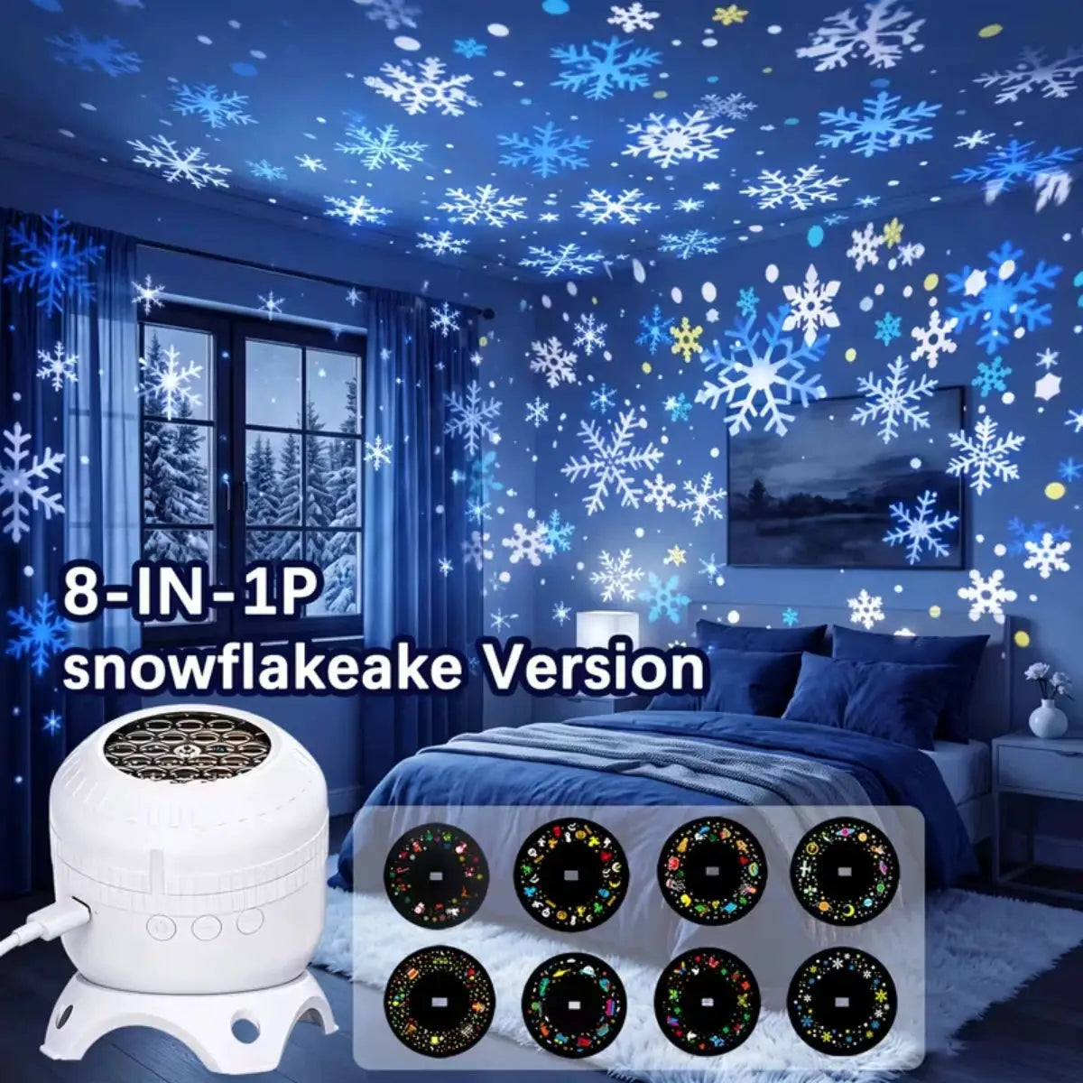 LED Projector Light | 8 In 1 | Dynamic Rotating | Indoor Decor