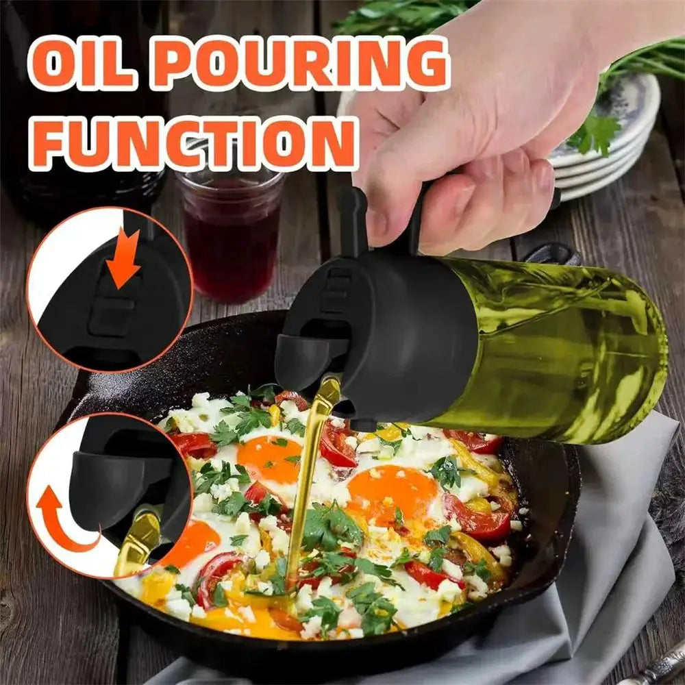 470 ml Oil Sprayer for Cooking,2-in-1 Olive Oil Dispenser and Oil Spray Bottle,Oil Spray with Stickers,Thick Glass Spray Bottle from PriceLows™