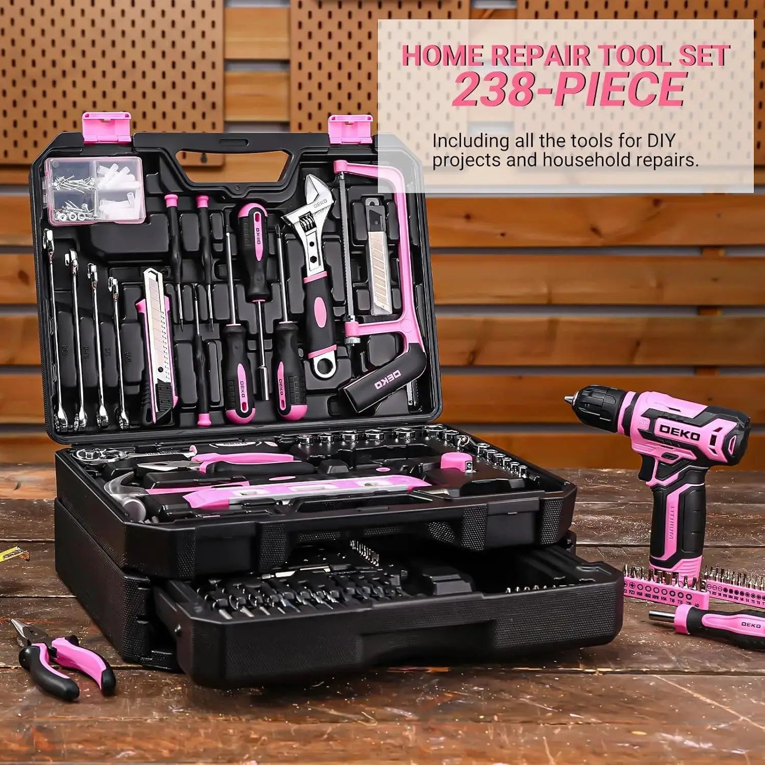 DEKO Home Mechanic Toolbox with 12V Power Cordless Drill Hand Repair Tools Sets Combo Kits Storage Organizer Drawer Case from PriceLows™
