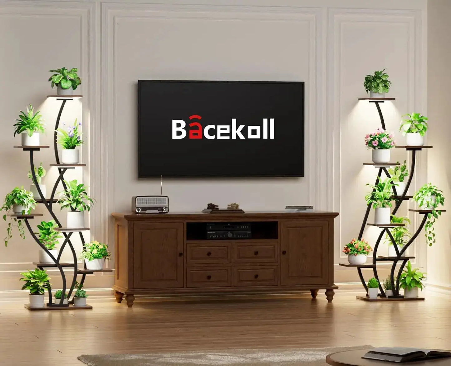 61" 9-Tier Plant Stand with Grow Lights, 2-Pack Corner Shelf for Indoor Plants, Tall Metal Flower Holder for Living Room, Black from PriceLows™
