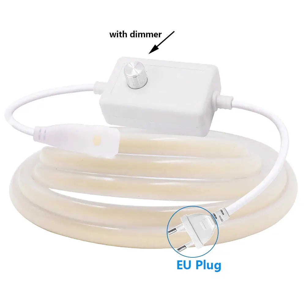 220V Dimmable COB LED Neon Strip Light Dimmer Switch Plug Kit Waterproof 288 LED Flex Tube Lamp Hight Bright Warm/Natural White from PriceLows™