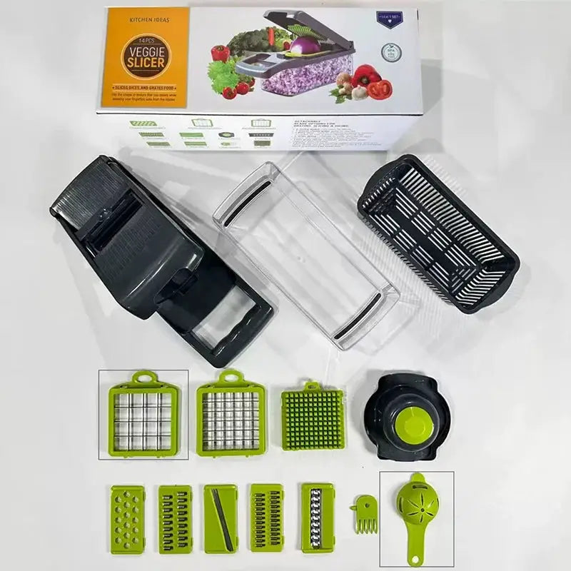 Vegetable Chopper | Stainless Steel Blades | 14/16-Pcs | Multi Blade