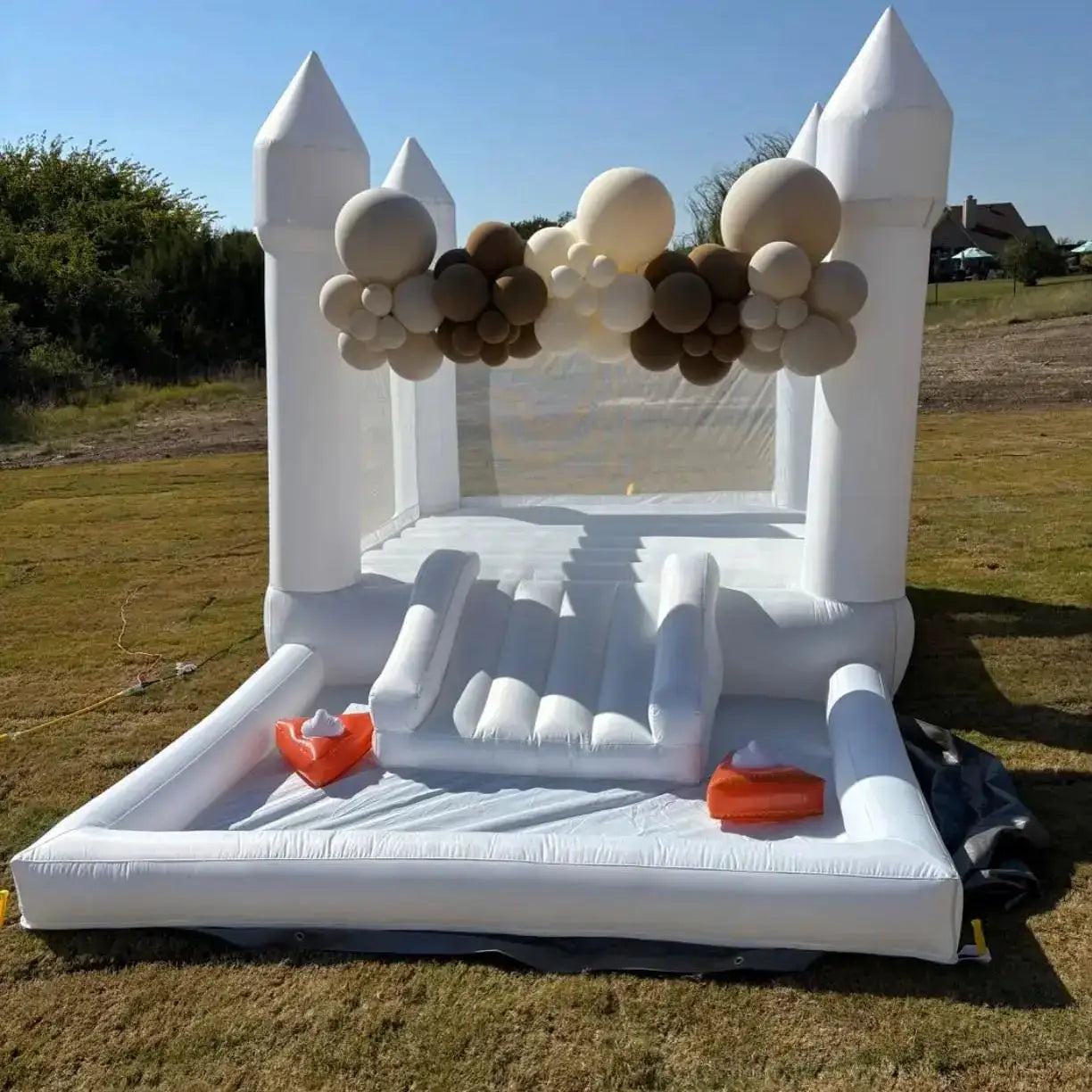 13FT Inflatable White Bounce House with Slide & Ball Pit, Creates a Magical Atmosphere for Weddings and Events from PriceLows™