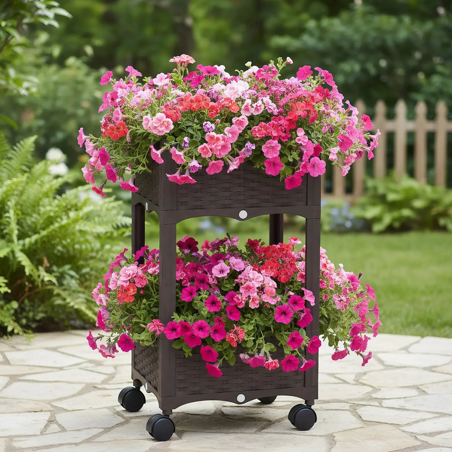 Raised Garden Bed with Wheels Standing Planter Beds for Outdoor Plants Tomato Flower Vegetable Garden from PriceLows™