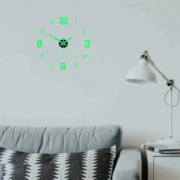 EW Creative Simple Luminous Digital Clock European Style DIY Silent Wall Clock Study Living Room Punch-Free Wall Sticker Clock from PriceLows™