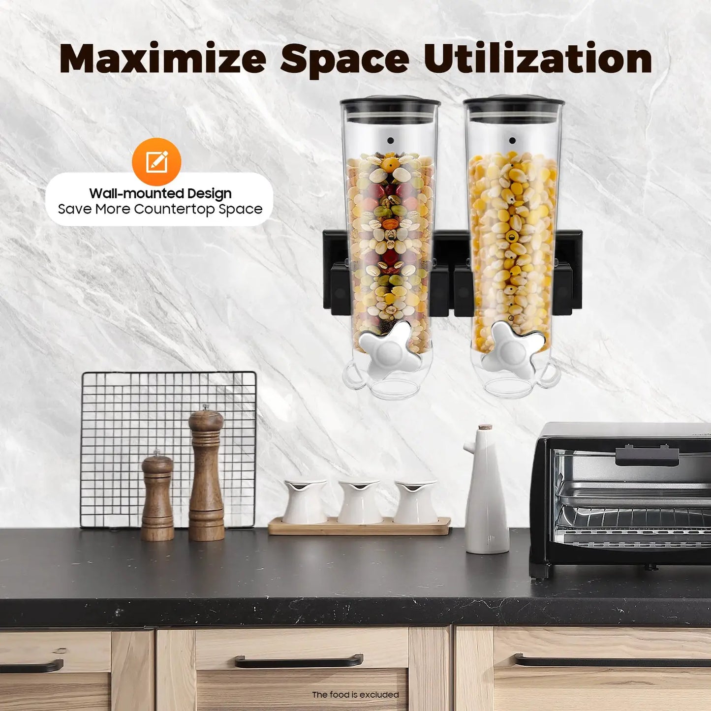 Cereal Dispenser with Cup Wall Holder Screw Set Large Capacity for Storing Nuts, Coffee Beans Candies Cereals Storage Assistant from PriceLows™
