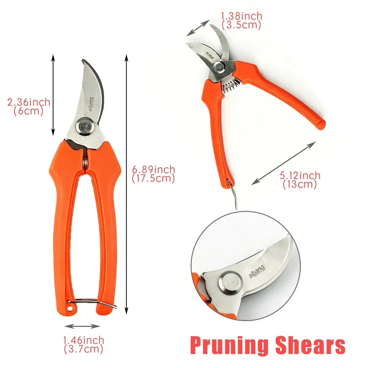 Stainless Steel Pruning Shears | Locking Blade | Grape Fruit Gardening